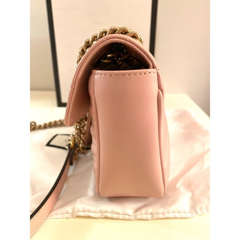GUCCI Matelasse Mini GG Marmont Shoulder Bag Perfect Pink - Picture 5 of 11